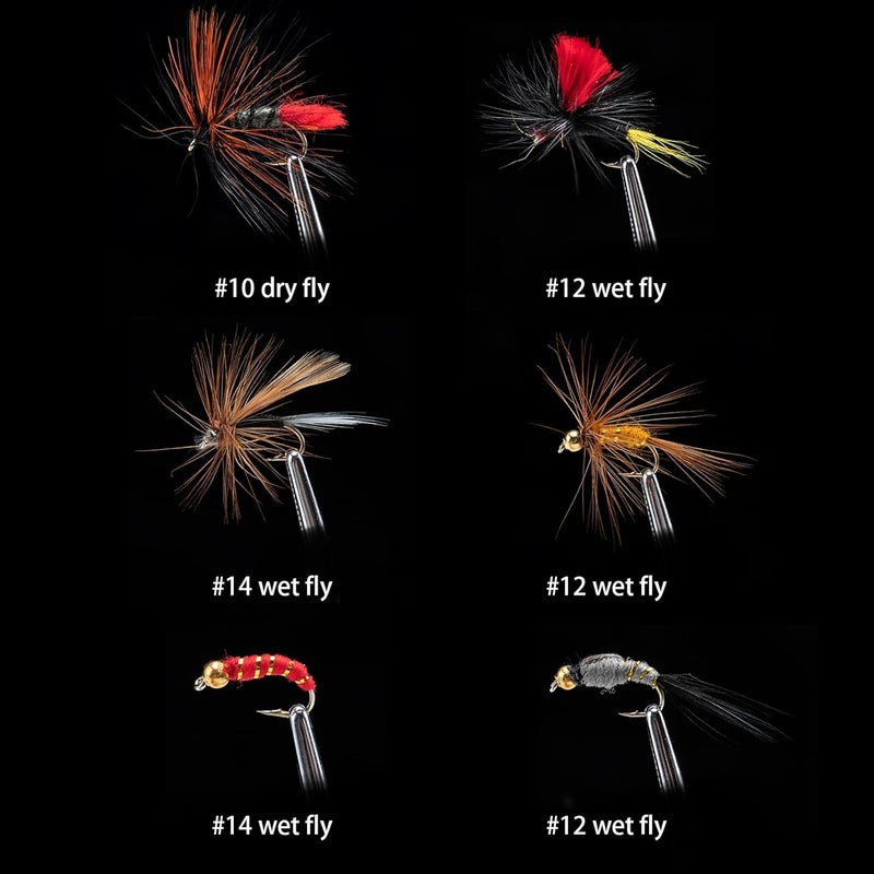 Goture Fly Fishing Flies Kit,25pcs/30pcs/100pcs Fly Fishing Lures,Dry Flies Wet Flies Streamers Nymphs Flies, Fly Fishing Assortment Kit for Bass Trout Salmon Fishing - Image 2